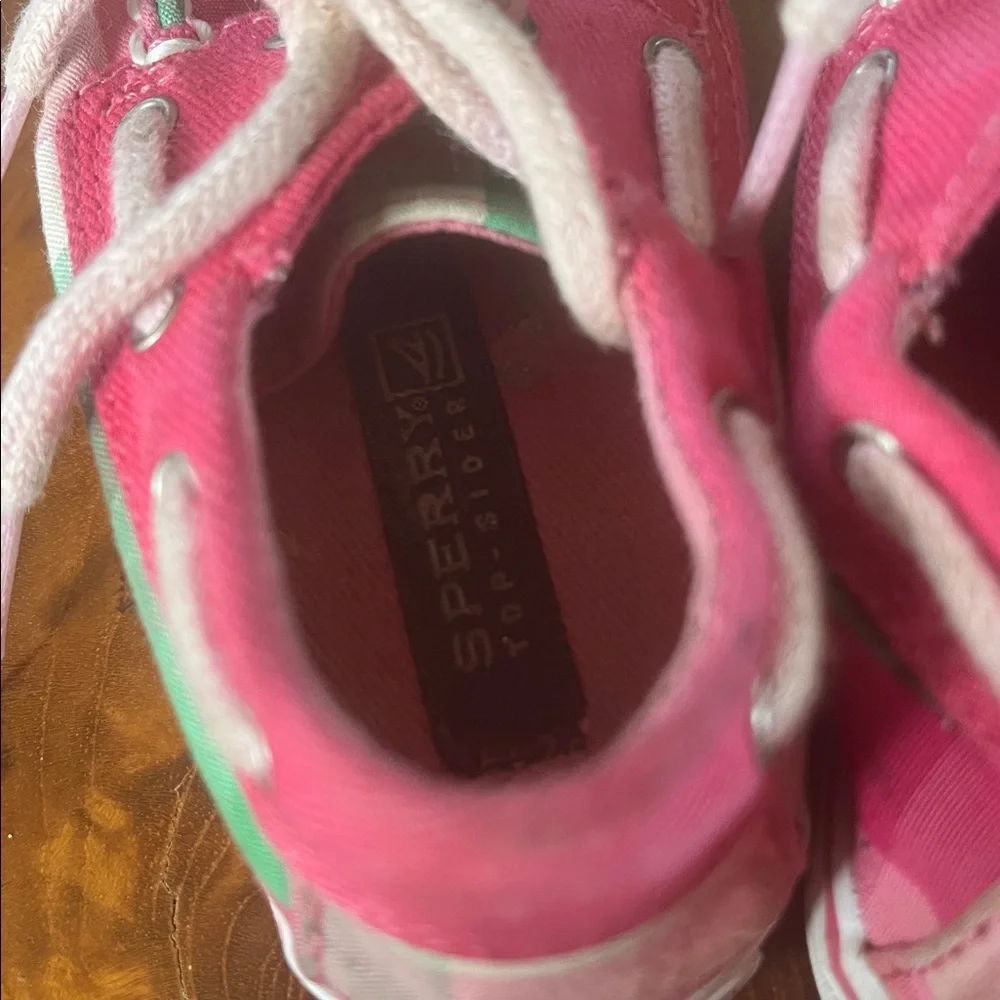 Sperry Bahama Crib Top Siders Pink Green Multi Plaid Size 4M